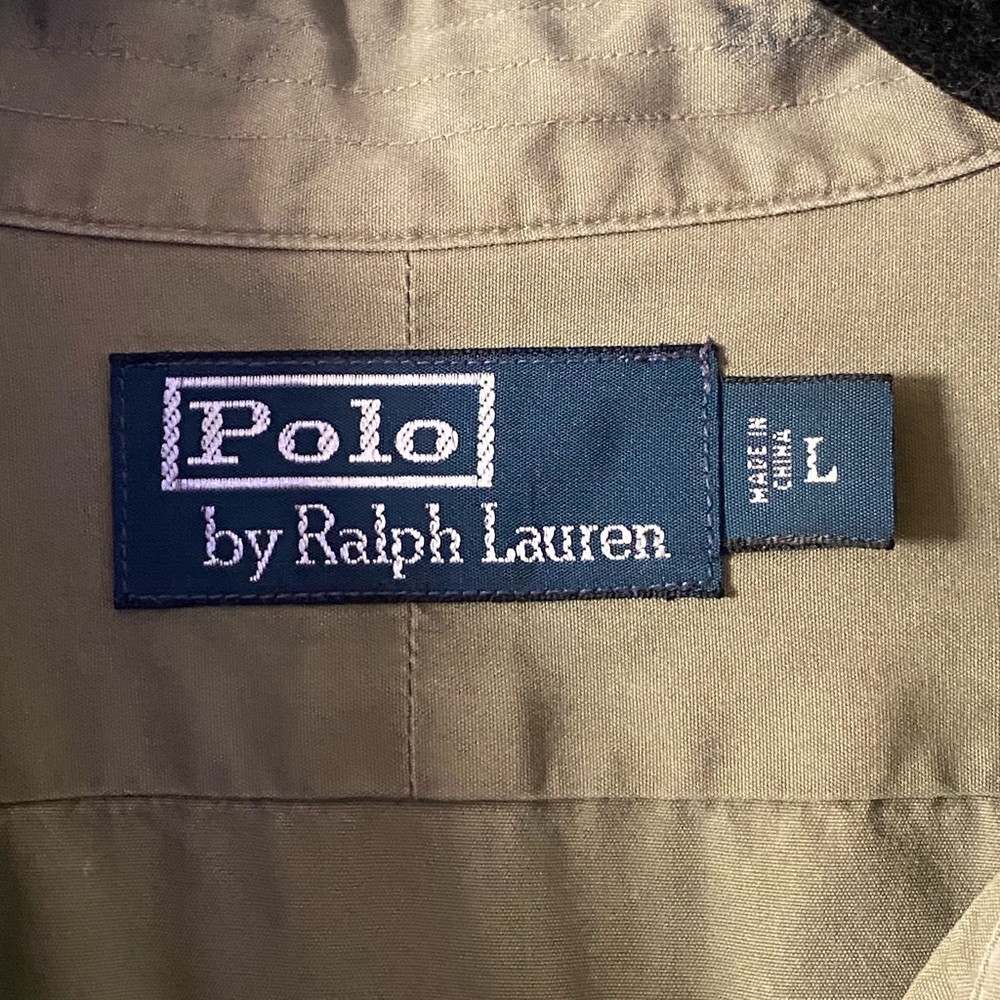 Polo Ralph Lauren Men’s Military Utility Shirt L Short Sleeve Khaki Green Safari - Picture 6 of 9